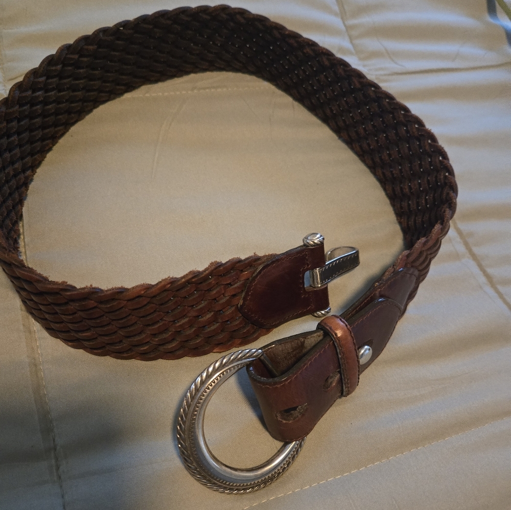 Brighton braided leather and silver belt